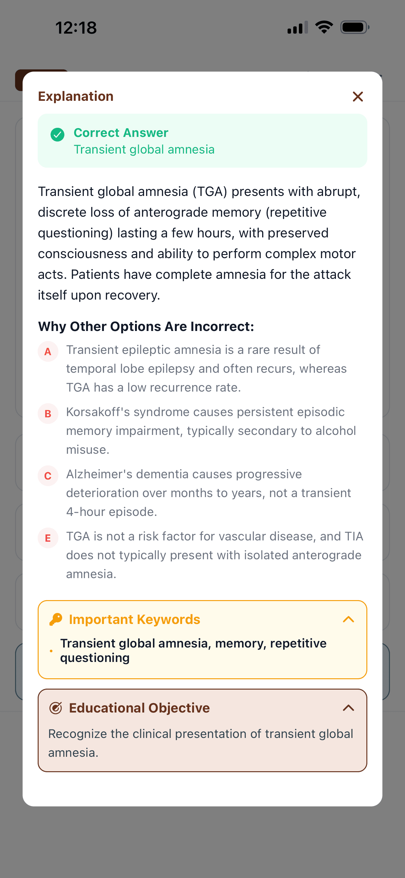 Detailed Explanations — MedCafe screen