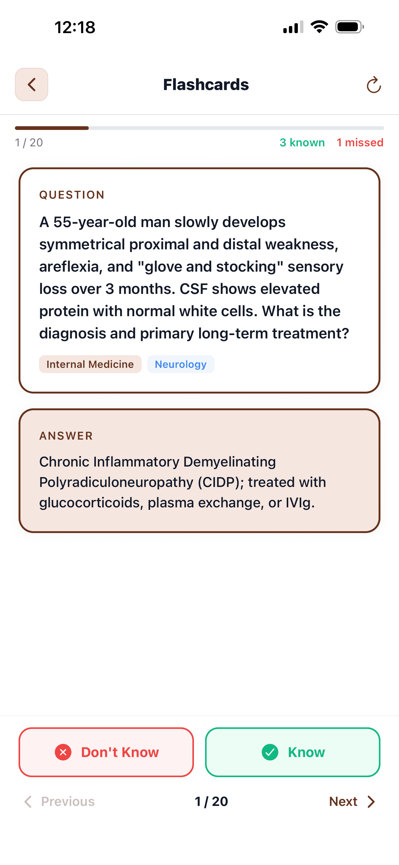 Flashcards — MedCafe screen