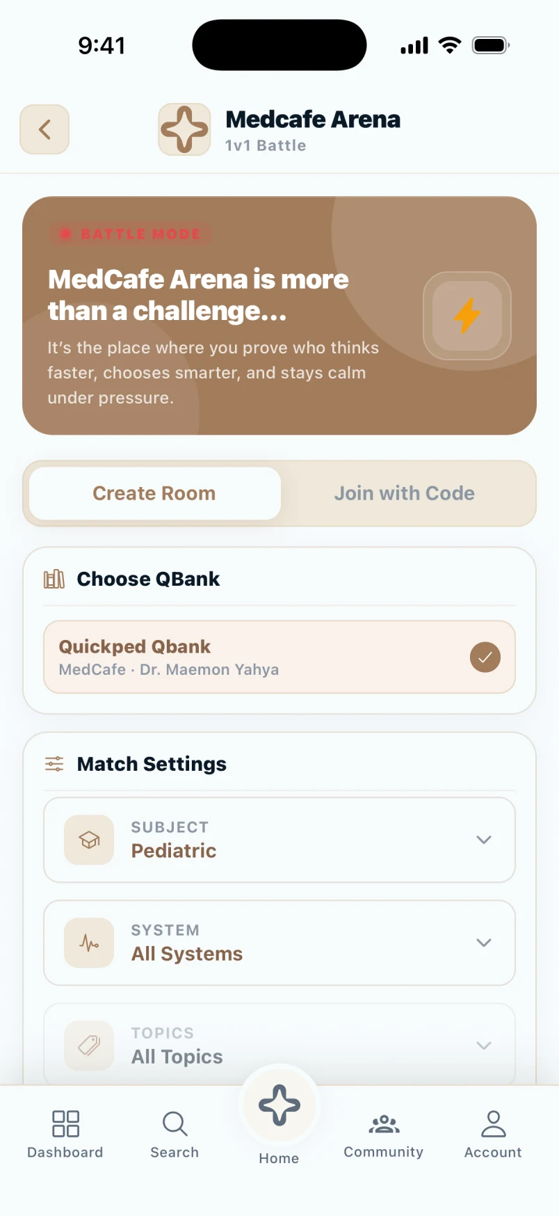 Arena, a MedCafe screen