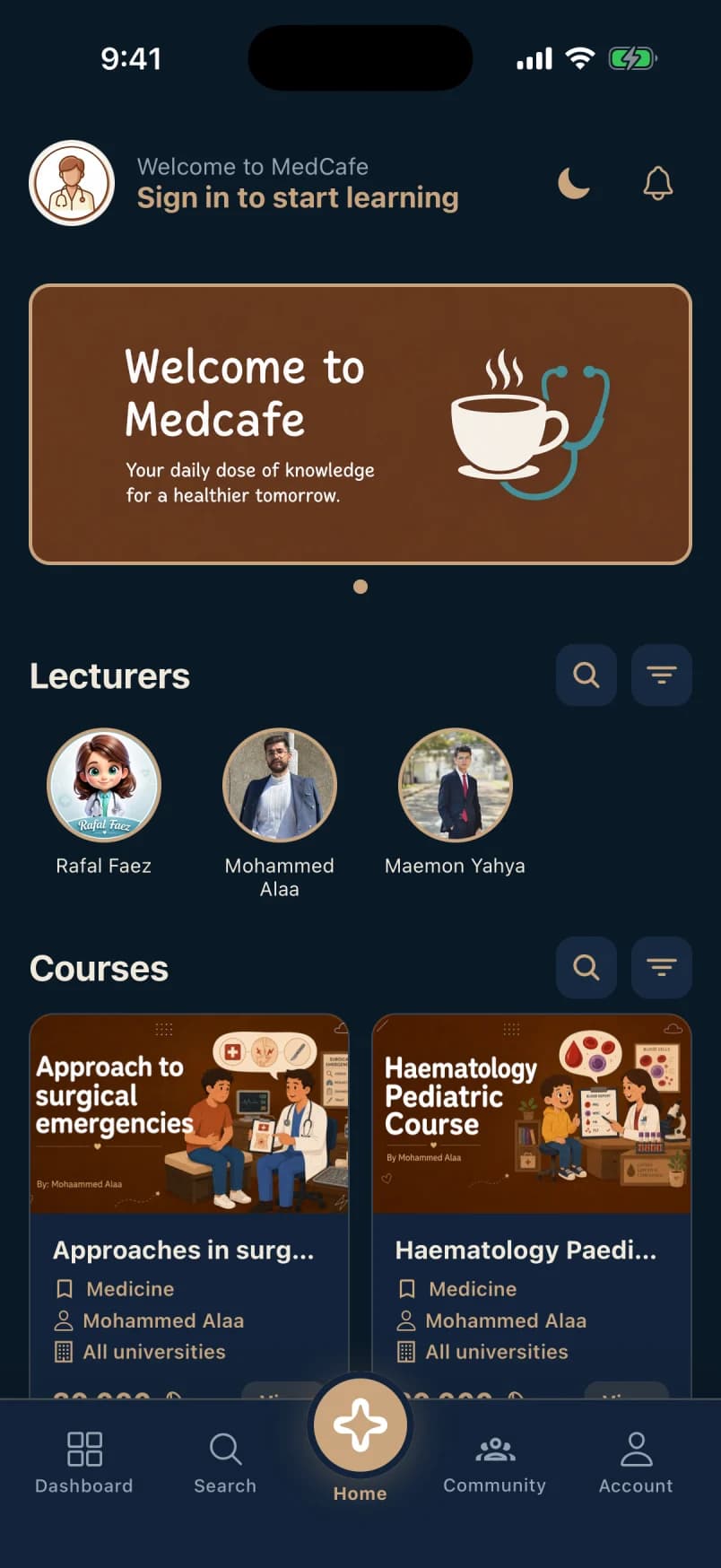 MedCafe Night, a MedCafe screen